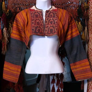 SALE Rare Asian Traditional Indigo Cotton Jacket w/Metallic Embroidery, Shells, Mirrorwork, Deaccessioned From Hawaii Academy of Arts