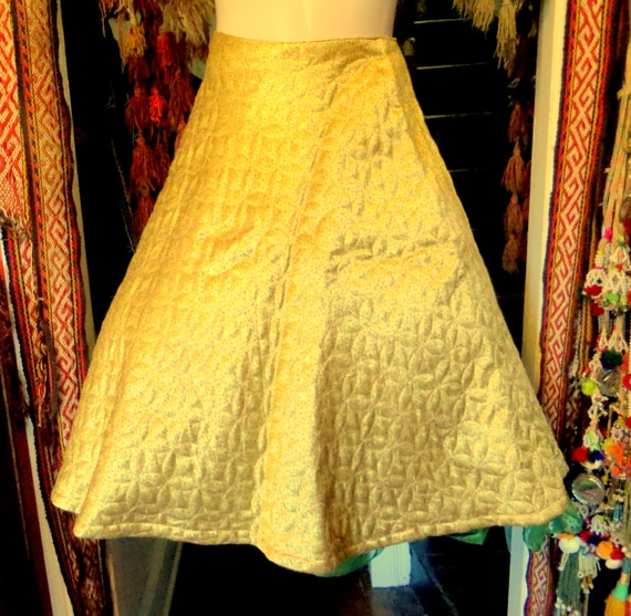 Exceptional 50s Nelly de Grab Gold Quilted Skirt … - image 7