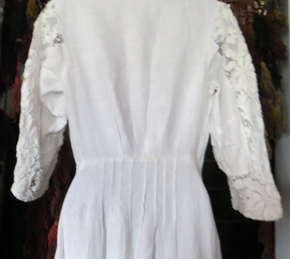 Antique Museum Worthy Victorian White Linen Dress… - image 6