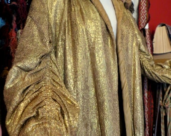 UPDATED Outrageous 1920s Gold Lame Fur Collared Coat with Silk Velvet Lining