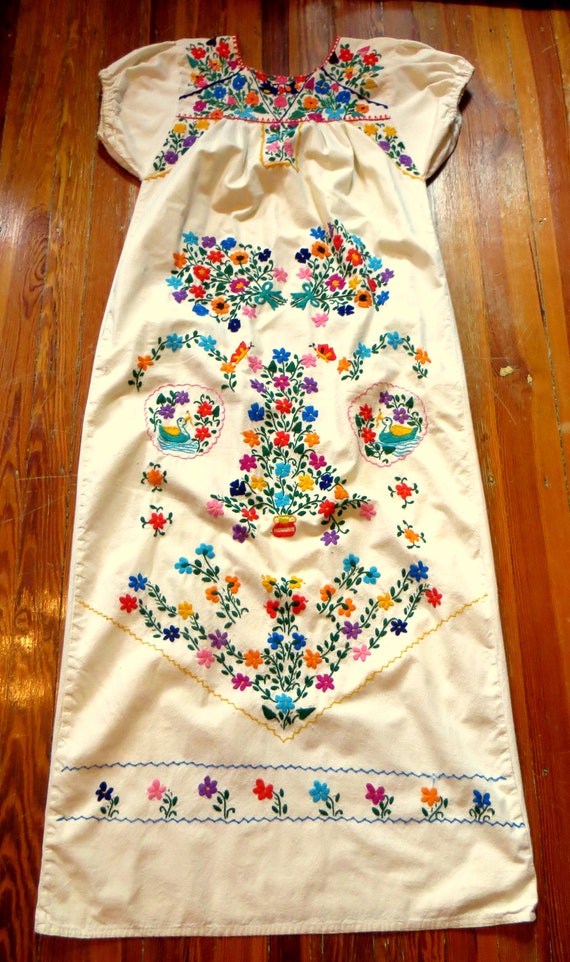 Sale Long Heavily Embroidered Mexican Wedding Dress Etsy