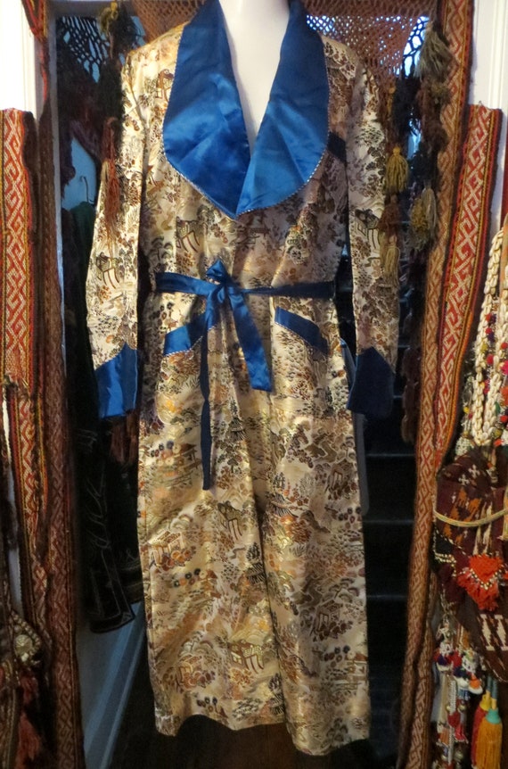 1940s WWII Silk Kimono Robe/Smoking Jacket/Loungew
