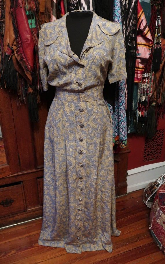 Gorgeous Rare 40s Long Silk Dress/Robe/Hostess Gow