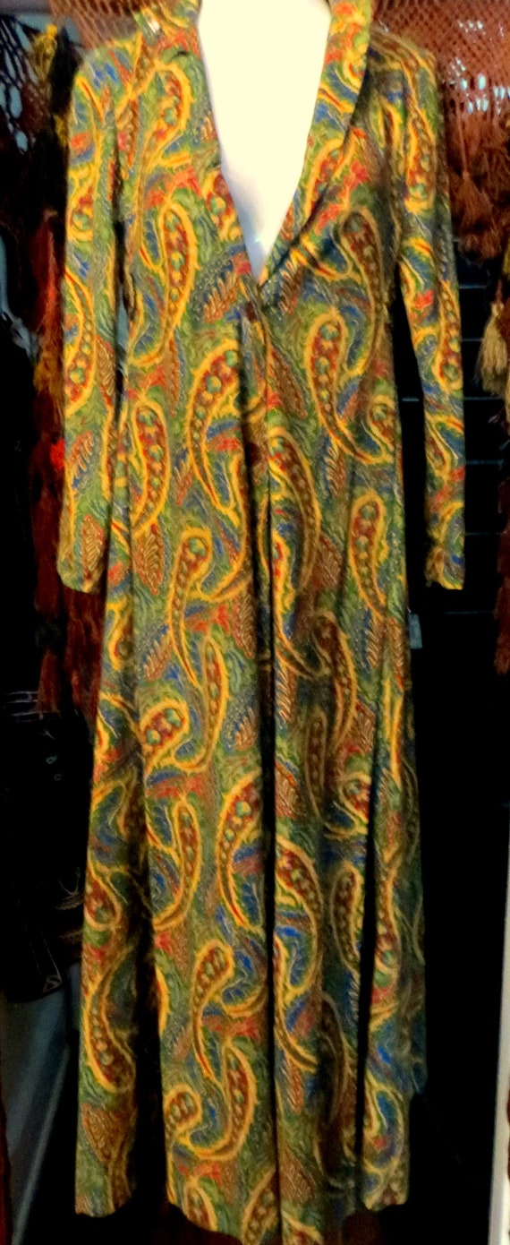 SALE 60s Psychedelic Paisley Heavy Cotton Coat/Ro… - image 3