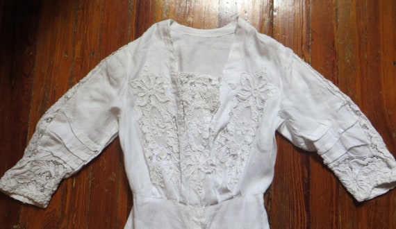 Antique Museum Worthy Victorian White Linen Dress… - image 1