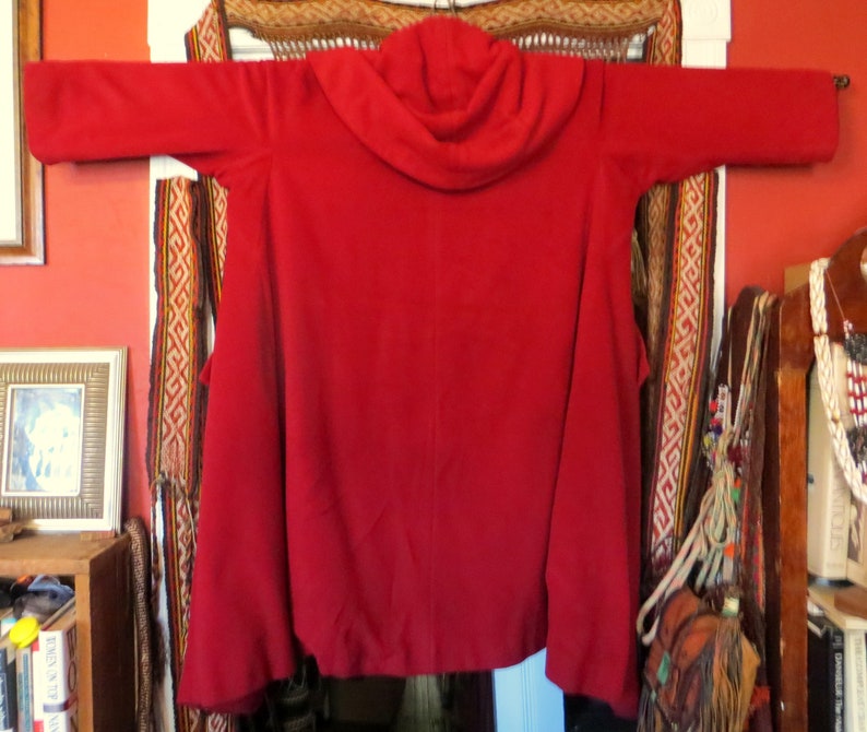 1950s Red Hooded Wool Swing Coat Little Red Riding Hood