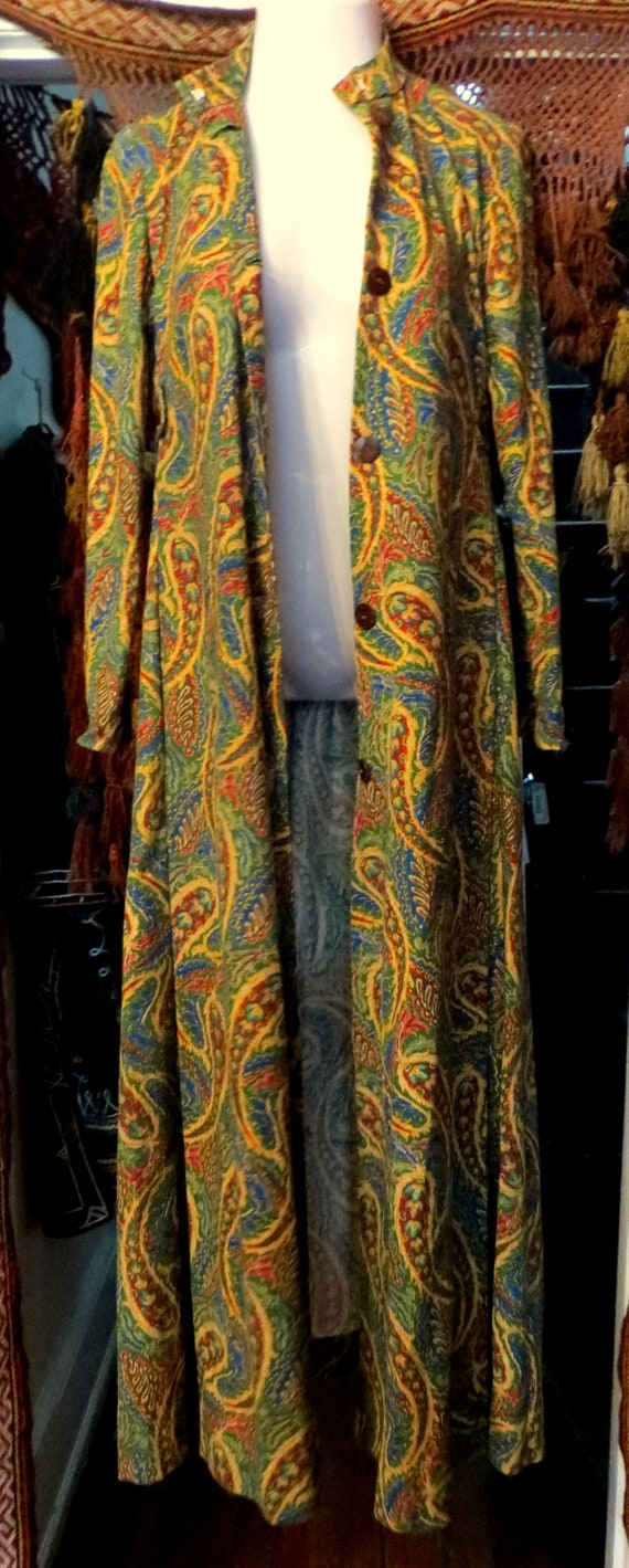 SALE 60s Psychedelic Paisley Heavy Cotton Coat/Ro… - image 6