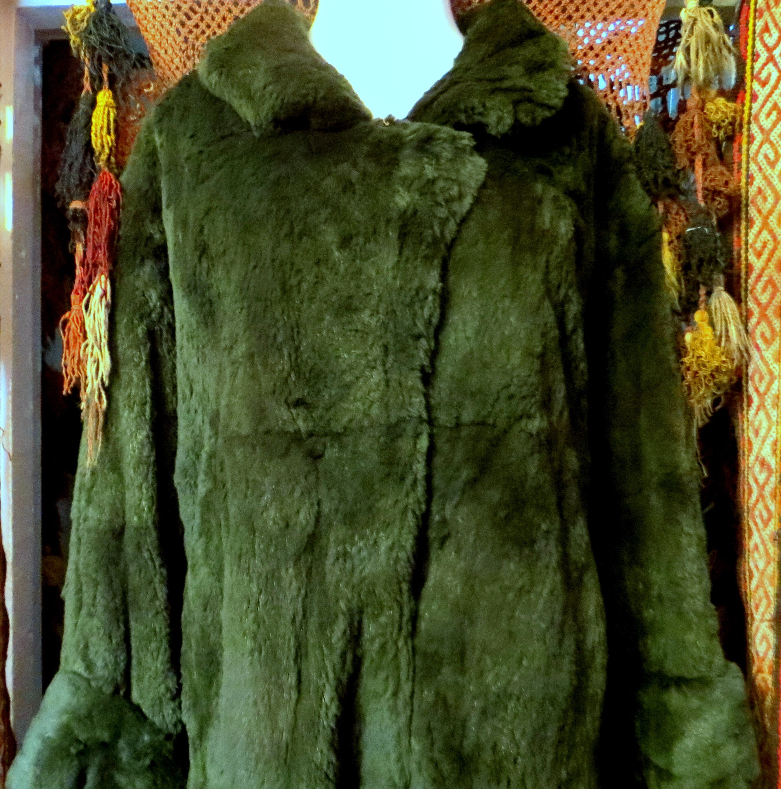 SALE Magnificent L/XL Long Dark Green Rabbit Fur Coat by Carol Etsy
