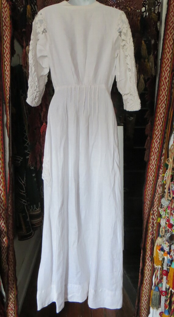 Antique Museum Worthy Victorian White Linen Dress… - image 4