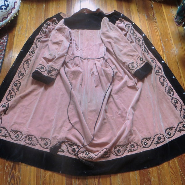 Fabulous 19th Century Ward&Stilson Ceremonial Mason Warden Robe in Gorgeous Pink Velvet w/Black Embroidery