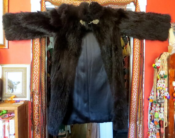 Fabulous Rare 30s/40s Black Skunk Fur Coat w/Fanc… - image 7