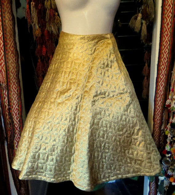 Exceptional 50s Nelly de Grab Gold Quilted Skirt … - image 3