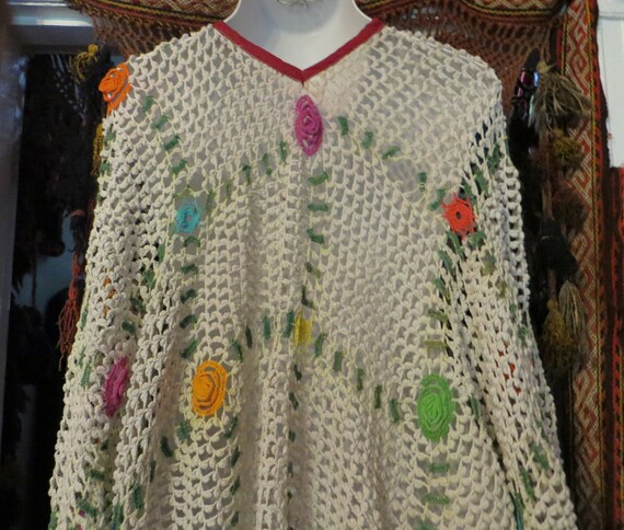 SALE OOAK Indian Kuchi/Rabari Hand Crocheted Ponc… - image 4