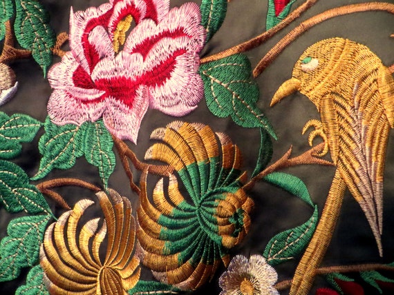Vintage 50s? Embroidered Birds/Flowers Chinese Kim