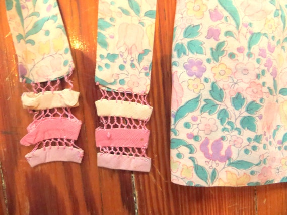 SALE 20s Floral Cotton/Silk Day Dress w/Fancy Croc
