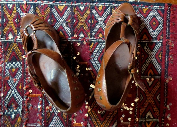 Rare Vintage Frye Studded Mary Jane Wedge/Platfor… - image 7