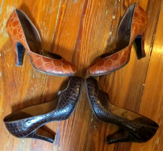 Two Pairs of 30s/40s Alligator Heels Sizes
