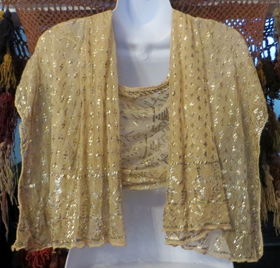 SALE 20s Golden Assuit Egyptian Shawl