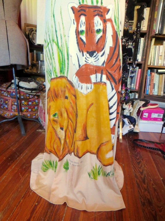 Rare Outrageous 70s Hand-Painted/Signed  Lion and 