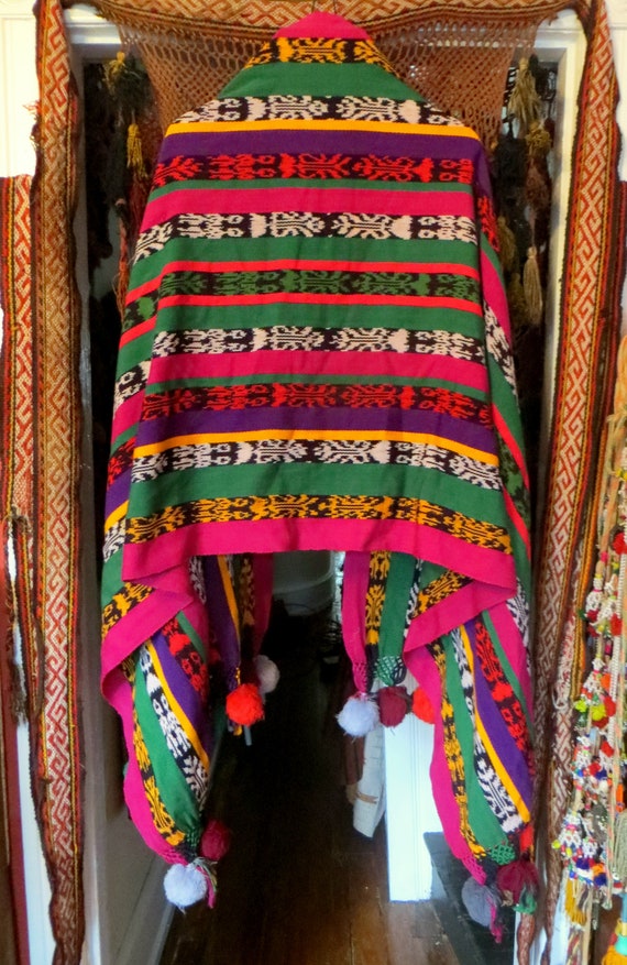 SALE Rare Super Long Guatemalan Handwoven Shawl w… - image 6