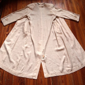 SALE Rare Bonwit Teller 80s Does 20s Motor Driving Ivory Linen Duster, Larger Size