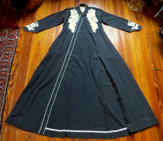 Stunning Josefa Black Dress W heavily Embroidered White Bird and