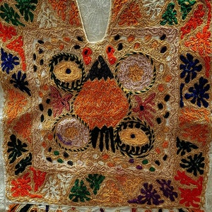 Rare Museum Worthy Palestinian Handmade Wedding Dress w/Heavy Metallic Accented Malak Embroidery