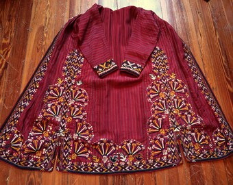 SALE Rare Early 20th Century Traditional Turkmen Coat/Jacket/Robe/Chapan w/Gorgeous Embroidery & Old Sequins/Textile Art to Wear/Display