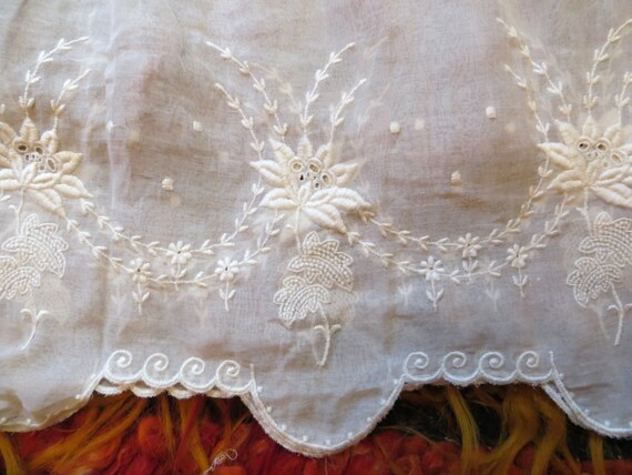 Antique Edwardian/Victorian White Embroidered Sem… - image 2