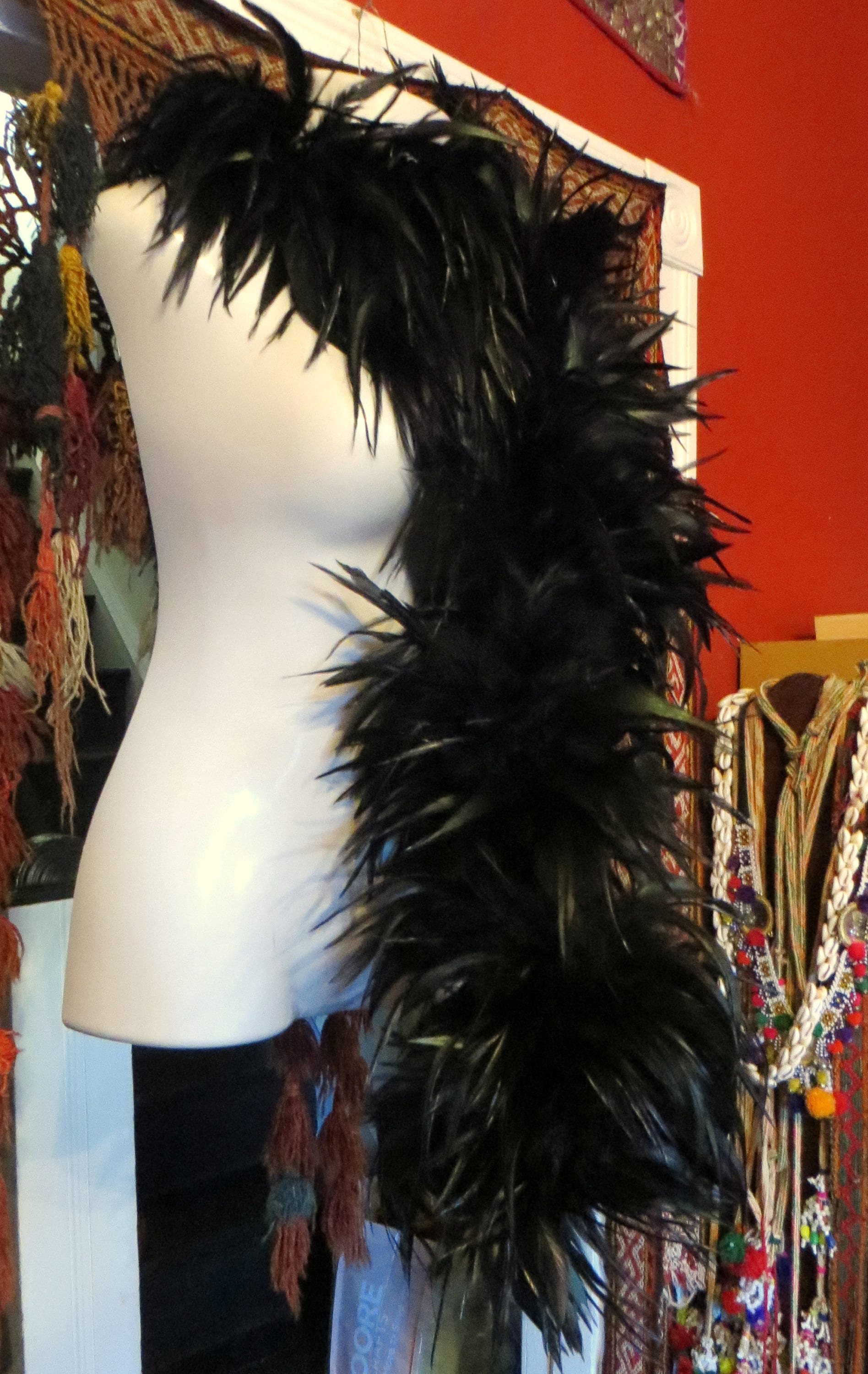 Outrageous Vintage Black Long Feather Boa Etsy