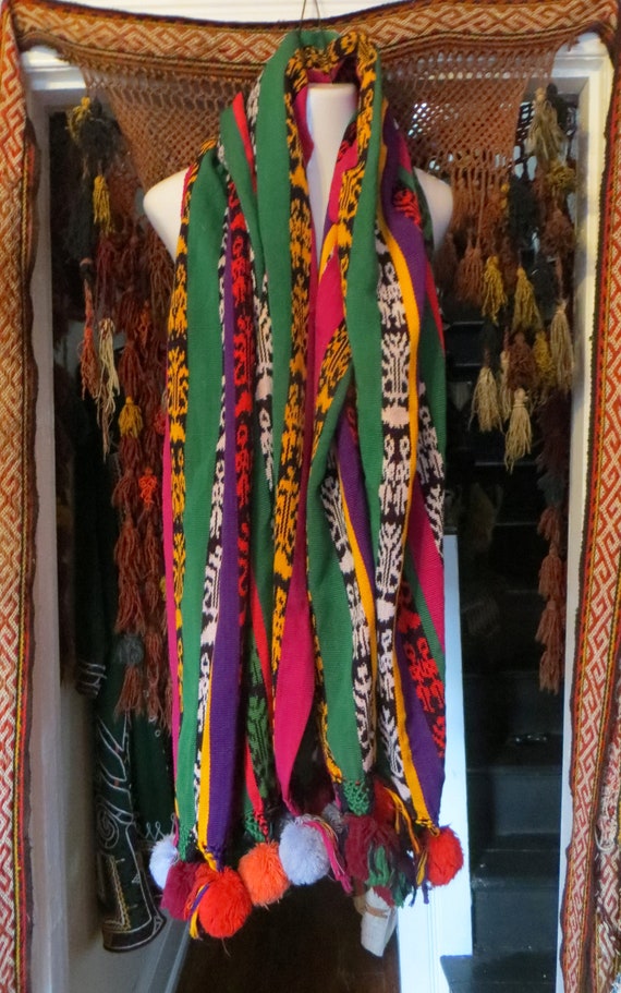 SALE Rare Super Long Guatemalan Handwoven Shawl w… - image 3