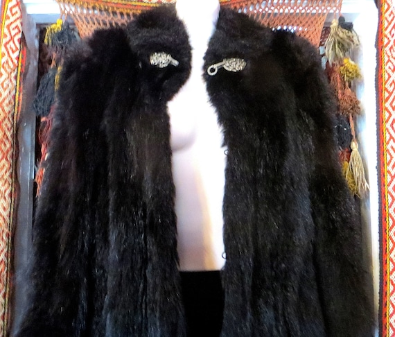 Fabulous Rare 30s/40s Black Skunk Fur Coat w/Fanc… - image 1