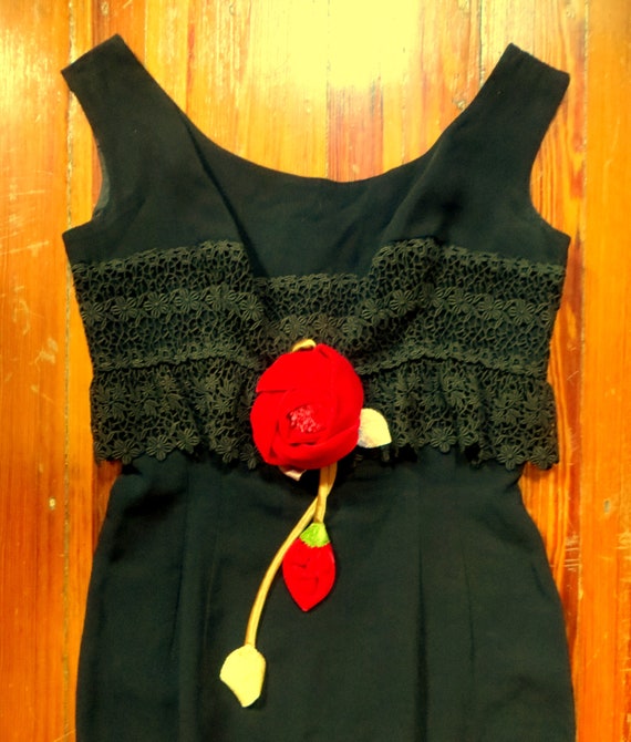SALE Fancy 50s Black Cocktail/Party Wiggle Dress … - image 1