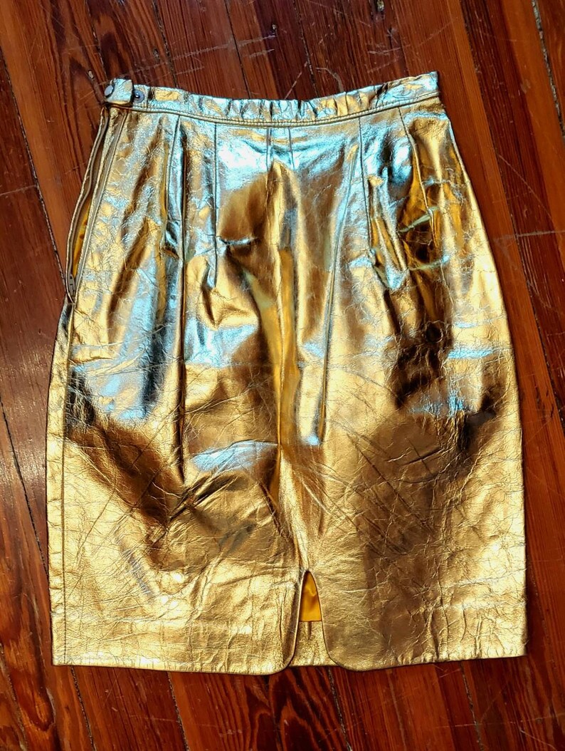 Eye Popping 60s Short Metallic Gold Skirt Custom Made for - Etsy
