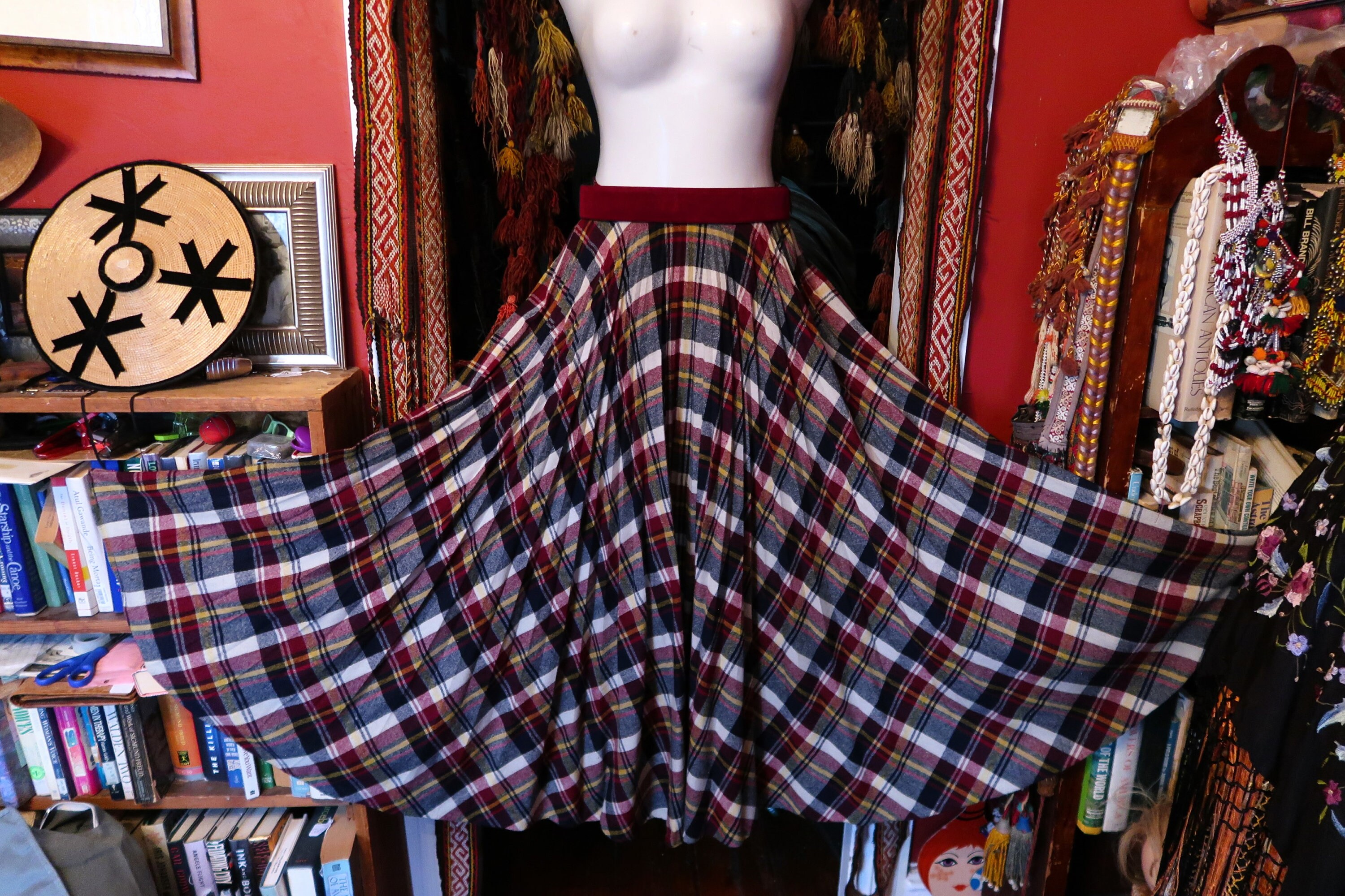 Maroon plaid uniform skirt sale