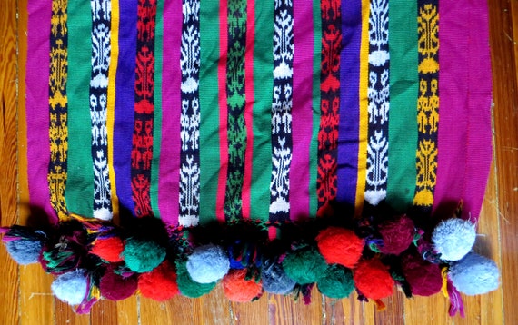 SALE Rare Super Long Guatemalan Handwoven Shawl w… - image 9