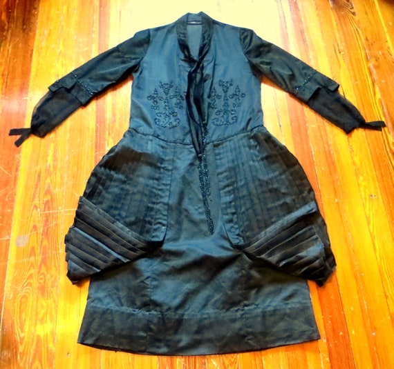 SALE Rare Black Victorian/Edwardian Silk Satin Dr… - image 3