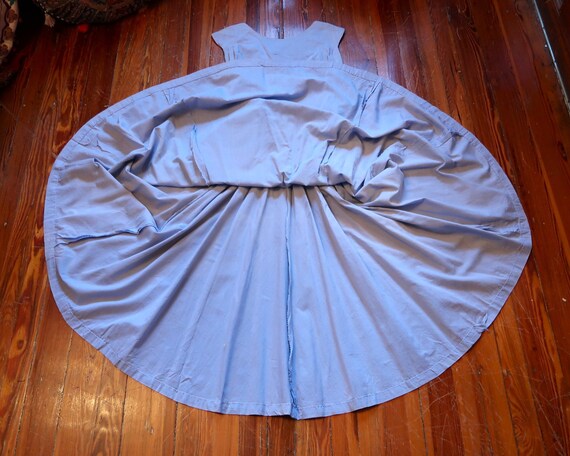 Gorgeous 1930s/40s Long Blue Cotton Fit and Flare… - image 3
