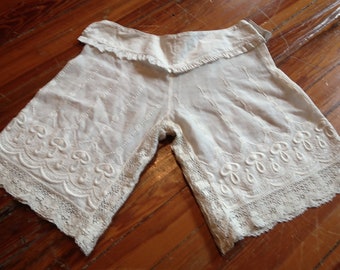 Victorian Open Crotch Underwear White Cotton Bloomers Eyelet Lace Antique  Crotchless Embroidered Edwardian Lingerie Shabby Chic 