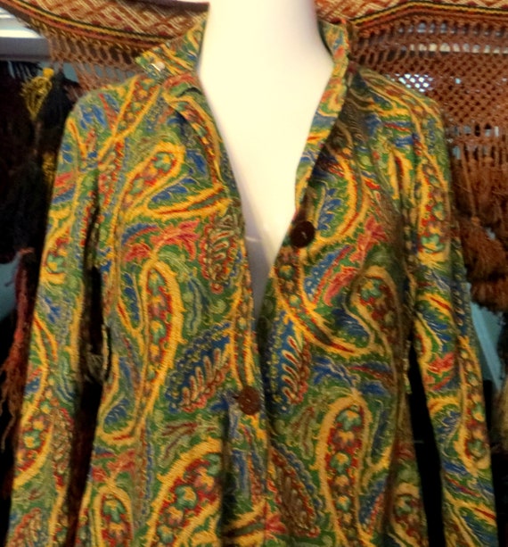 SALE 60s Psychedelic Paisley Heavy Cotton Coat/Ro… - image 7