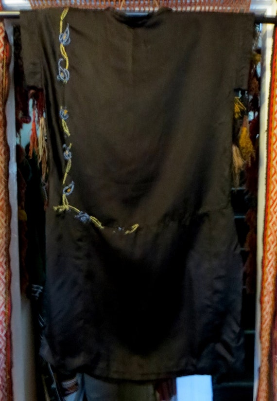 Rare Find 20s Handmade Black Silk Dress w/Unfinis… - image 4