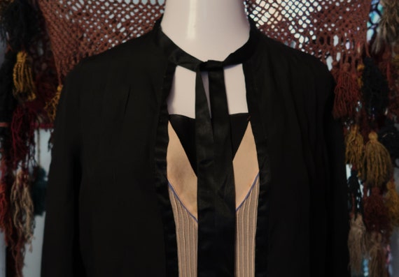 Stunning 20s/30s Black Silk Crepe De Chine Dress … - image 1