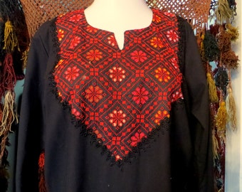SALE Long Black Embroidered Bedouin Dress/Beach Cover Up
