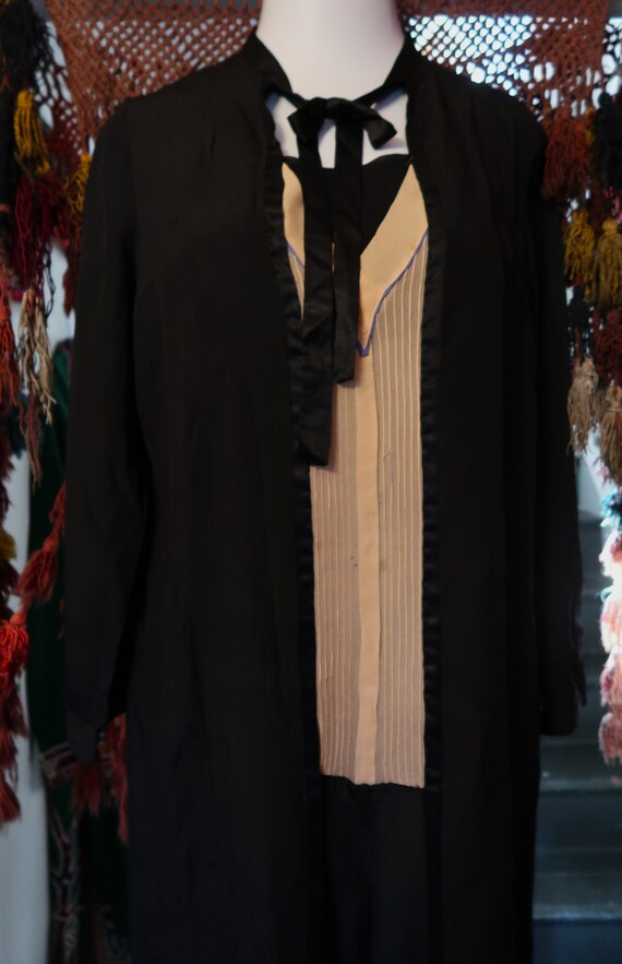 Stunning 20s/30s Black Silk Crepe De Chine Dress … - image 8