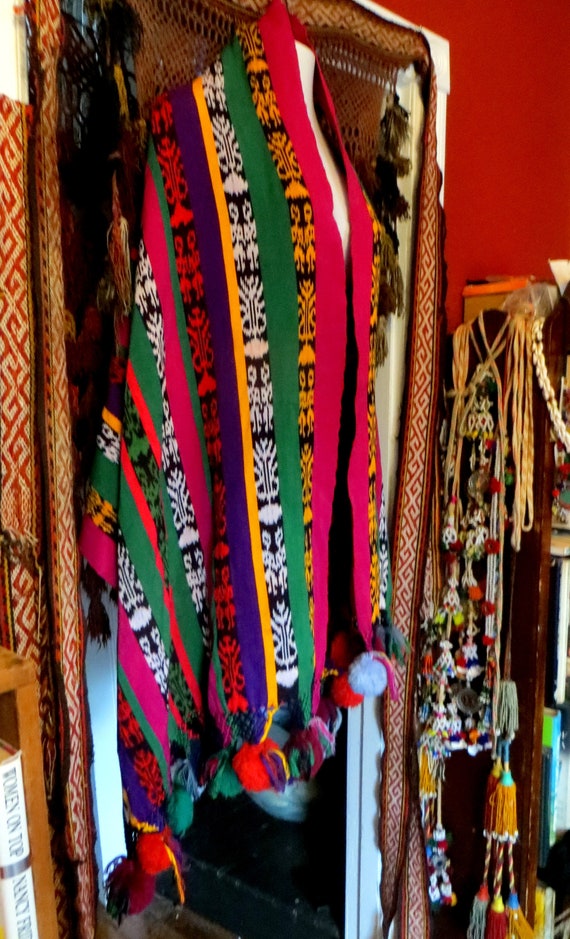 SALE Rare Super Long Guatemalan Handwoven Shawl w… - image 5