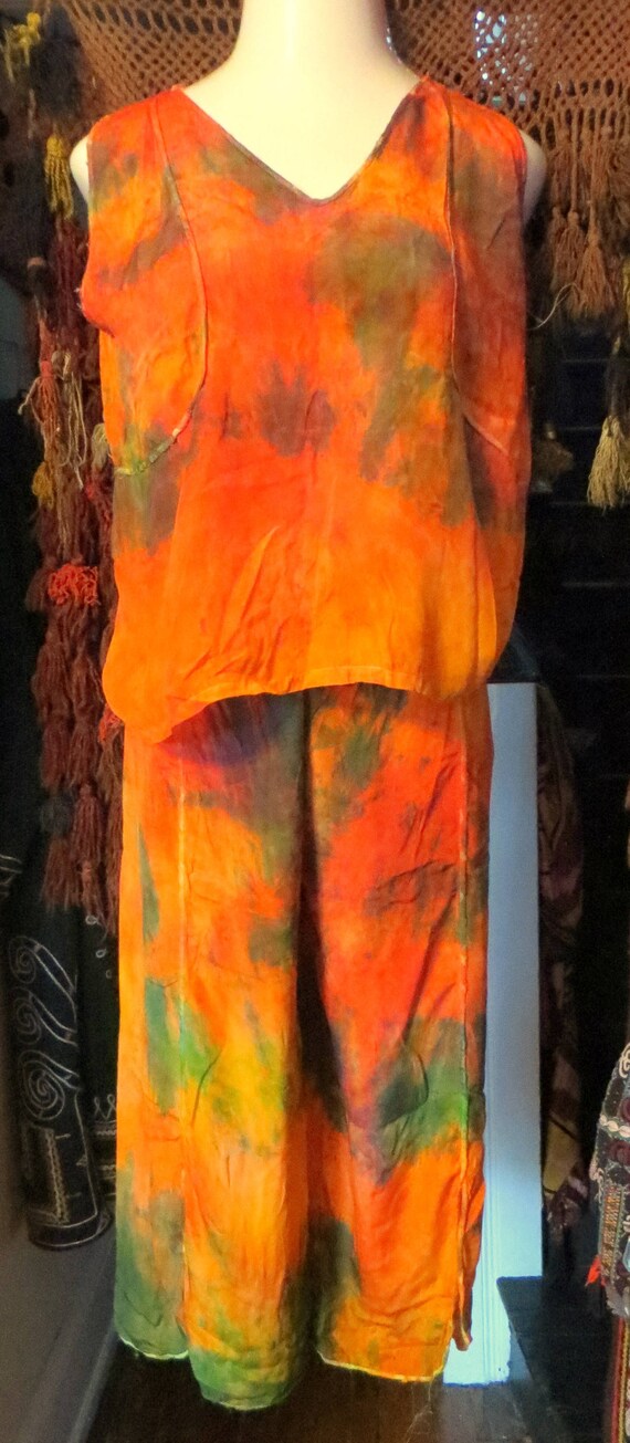 OOAK Overdyed 20s/30s Silk Beach Pajamas Check O