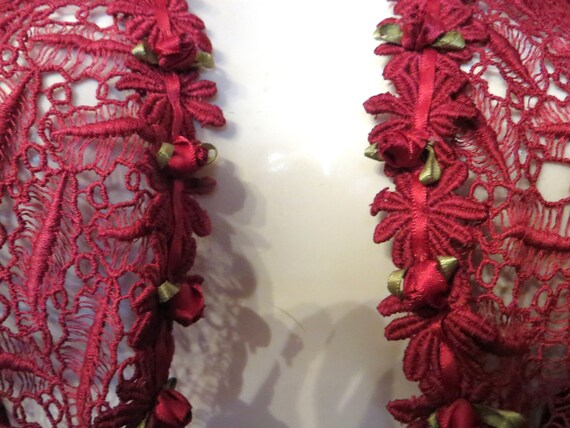 1940s Cranberry Lace Jacket/Bolero Upcycled w/Matc