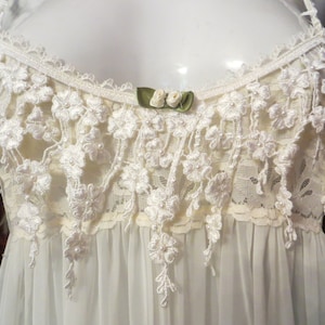 Stunning Crocheted Lacy Pearl Beaded Chiffon Nightgown  Great for Honeymoon