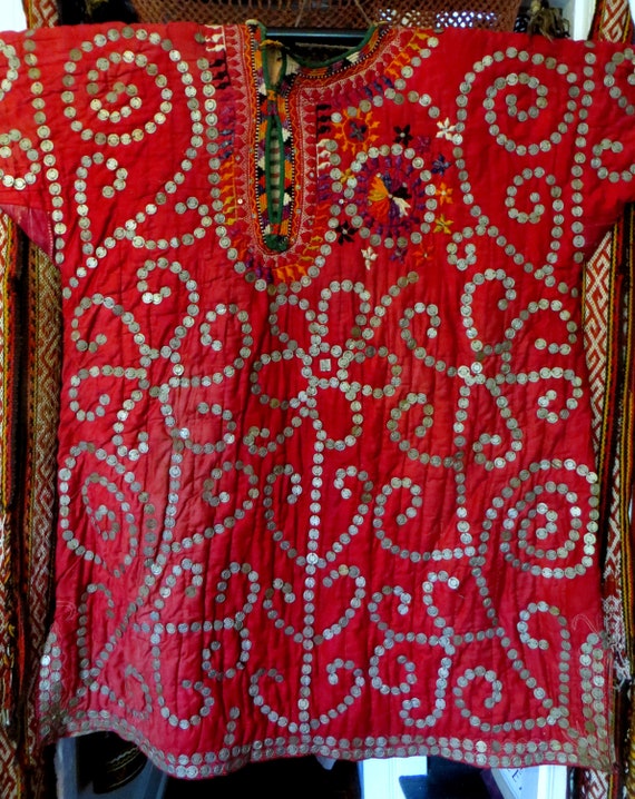 Rare 40s/50s Vintage Turkmen Embroidered Coin Cov… - image 3