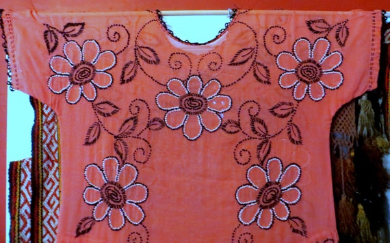 SALE 1920s Salmon Pink Embroidered Cotton Lawn Dre